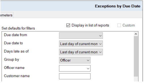 Search for Exceptions by Due Date in FISCAL TRACKING